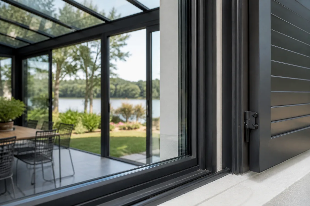 Fenêtre aluminium posée sur un dormant existant dans un pavillon rénové